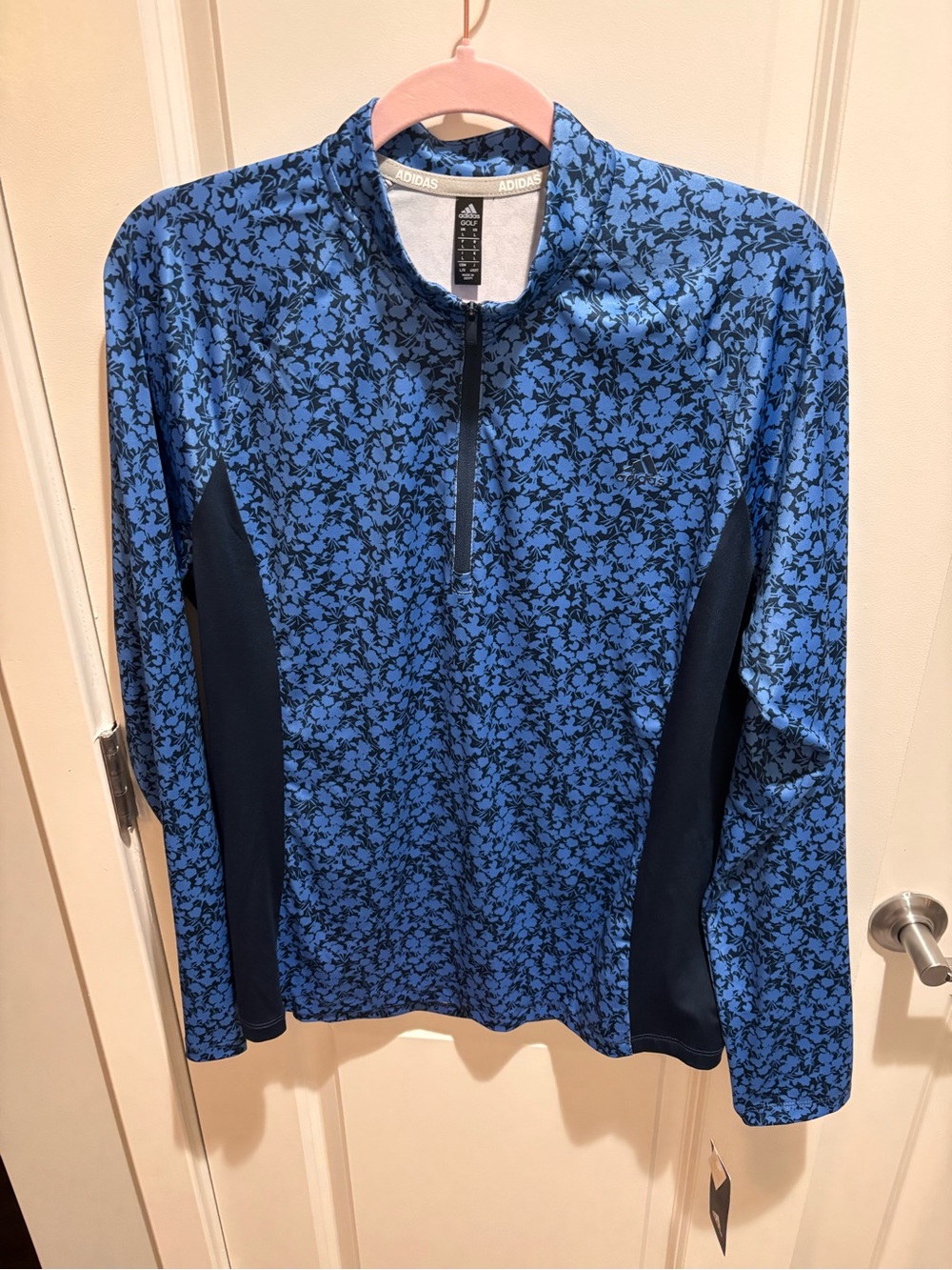 adidas Blue Floral Golf Quarter-Zip Top